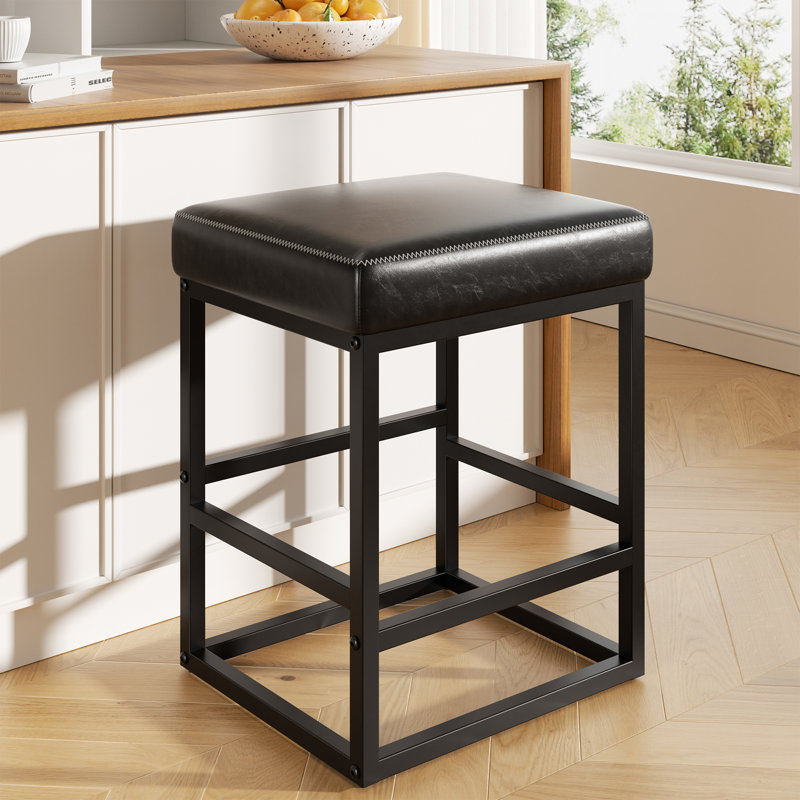 Modern Edge, Cozy Feel: Faux Leather Upholstered Counter Bar Stools for Every Home, Black