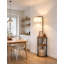 Lampe sur pied d'angle avec table, lampe sur pied avec table d'appoint et tablette de rangement, table de bout rustique avec ampoule à DEL, télécommande, gradation continue, table de chevet de ferme pour salon, chambre à coucher