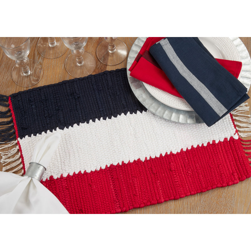 Americana Patriotic Cotton Striped Rectangle Placemats