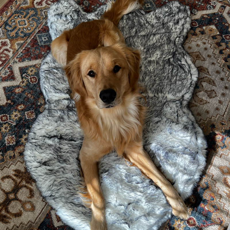 Lit orthopédique pour chien en fausse fourrure PupRug Luxe