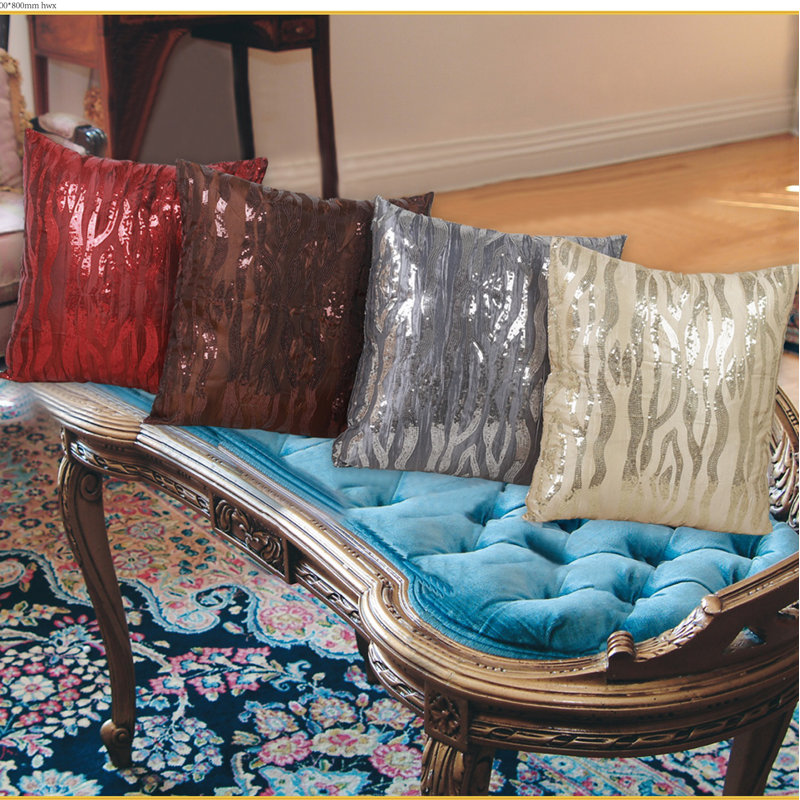 Marvelous Sequined Reversible Throw Pillow, Silver, Pillow Cover