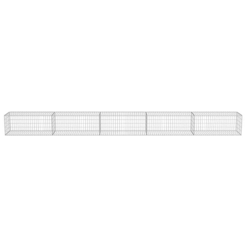 Silver Metal Gabion Wall, 19.69cm H x 236.22cm W x 19.69cm D