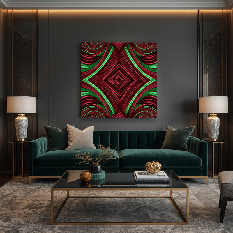 Art mural sur toile rouge Op Art 84, H 16 po x l 16 po