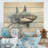 Minimalism Blue Shark Painting I - Shark Wood Art On Natural Pine Wood-1708589176