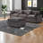 Modern Grey Chenille Modular Sofas, Comfortable 3-seater With Ottoman