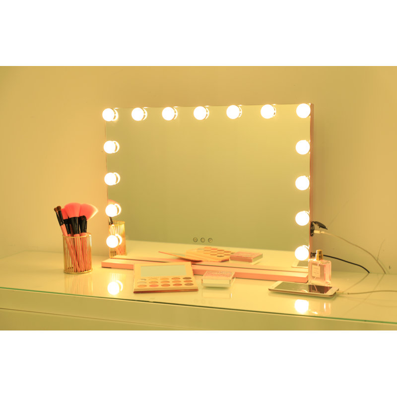 Metal Rectangle Mirror, Pink, 18.11'' H x 22.83'' W