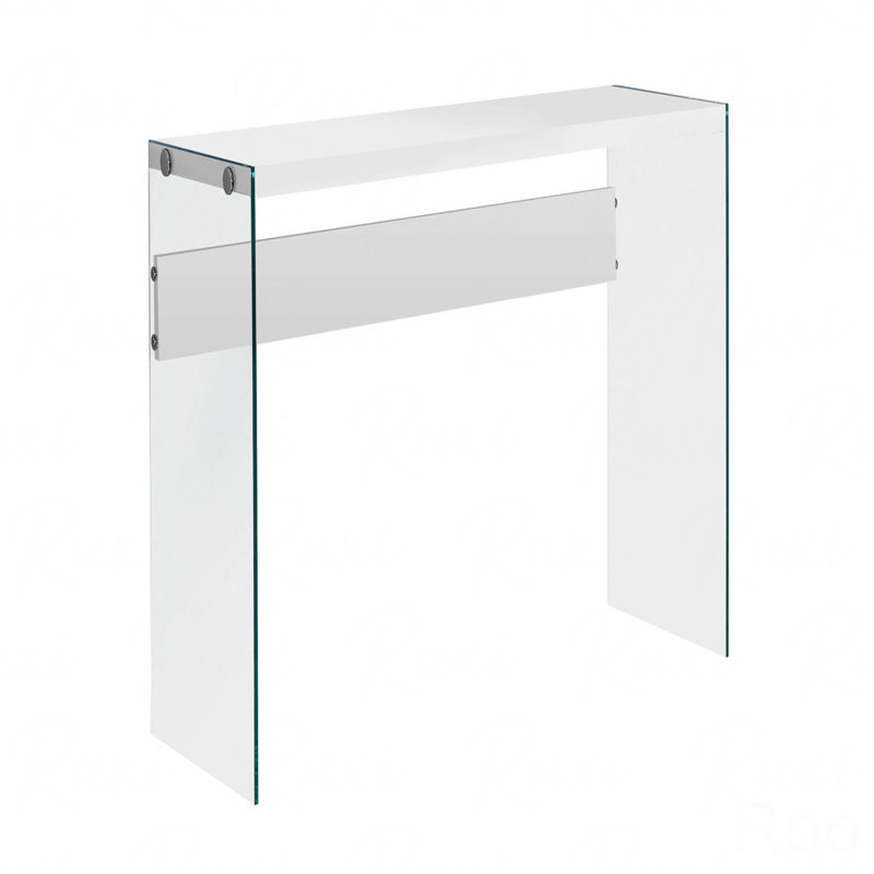 Console-canapé étroite, chambre de salon, vestibule et verre trempé blanc brillant, Blanc