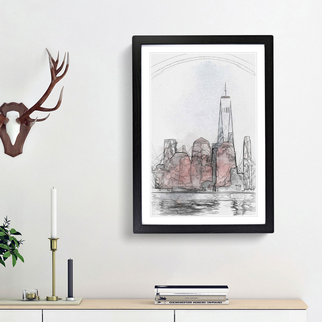 Downtown New York City Skyline in Abstract - Picture Frame Graphic Art Print