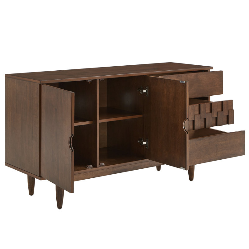 Buffet 3 tiroirs 55,12 po de largeur, Brun
