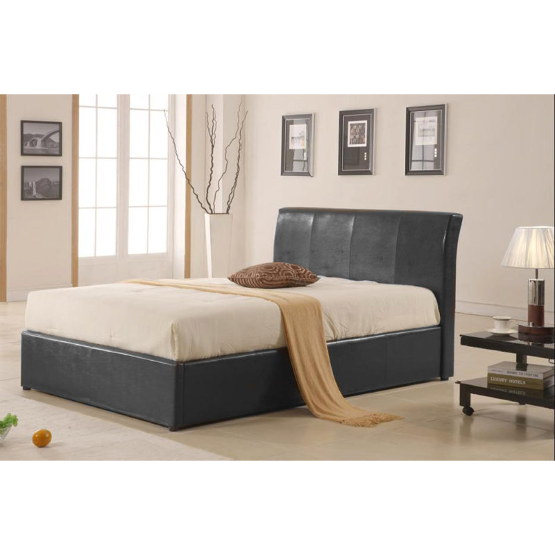 Hartfield Upholstered Ottoman Storage Bed, Black, Kingsize (5')