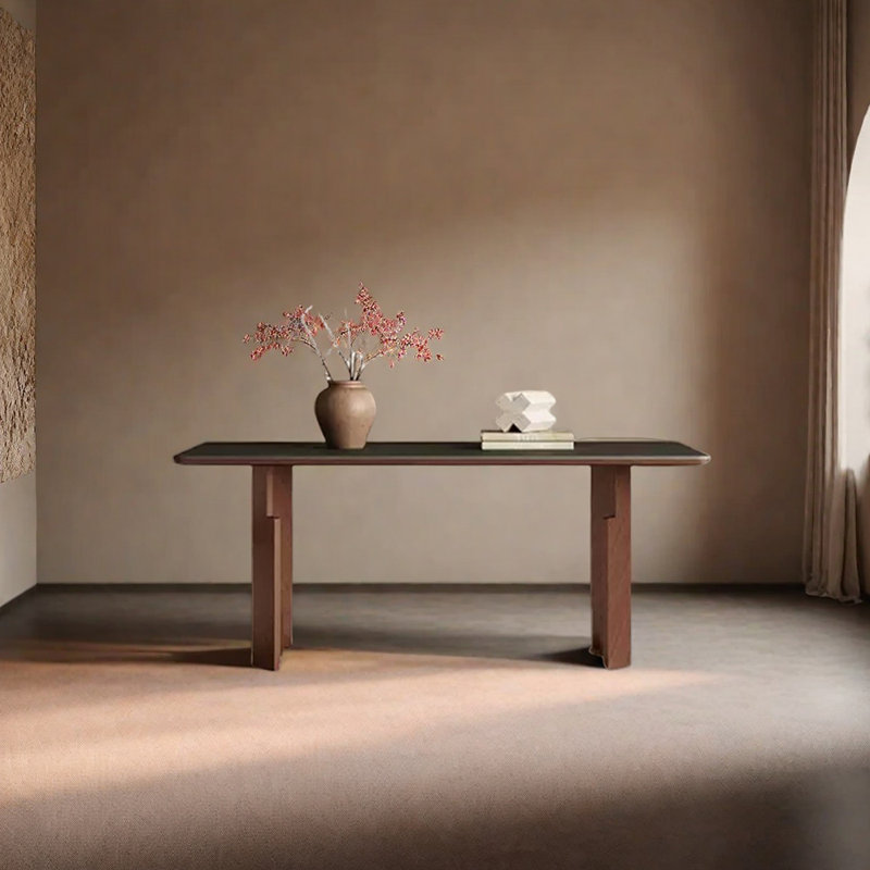 Sintered oak wood dining table, 29.53"H x 55.12"L x 31.5"W