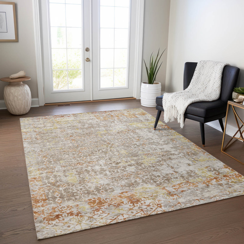 Machine Washable Indoor/Outdoor Xhevrie Brown Rug, Rectangle 2'6" x 3'10"