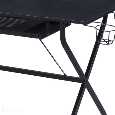 Black Computer Desk With Keyboard Tray