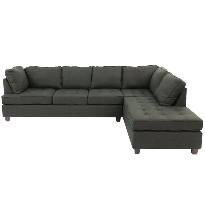 Allenhurst Upholstered L-Shaped Sectional Reversible, Ash Gray