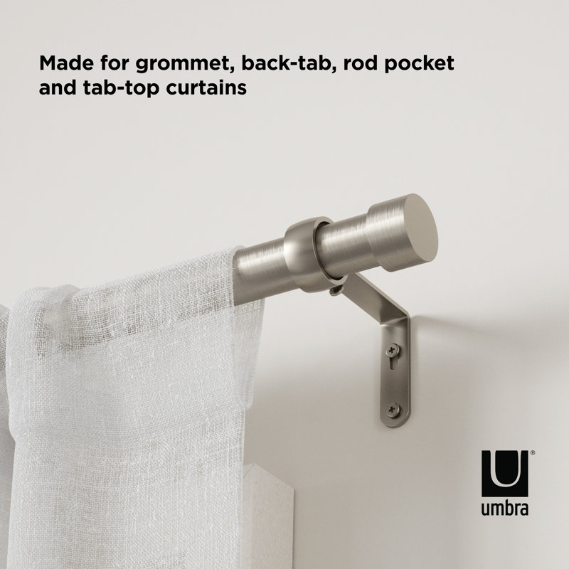 Nickel 180" Adjustable Curtain Rod with Finials