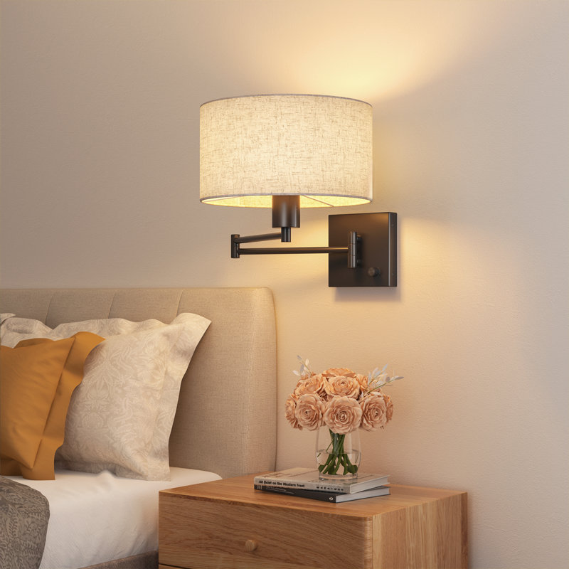 Dimmable Plug-in/Hardwired Swing Arm Wall Sconce With Bulb