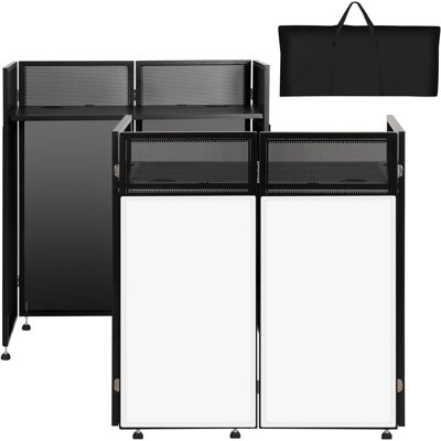 Portable DJ Booth Foldable DJ Table Station with White & Black Scrim