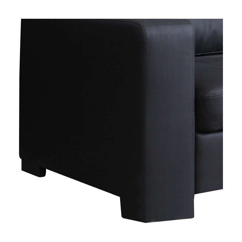 4 Seater Faux Leather Corner Sofa , Black, Right facing