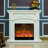 White Solid + Manufactured Wood Electric Fireplace-387590492-387590491
