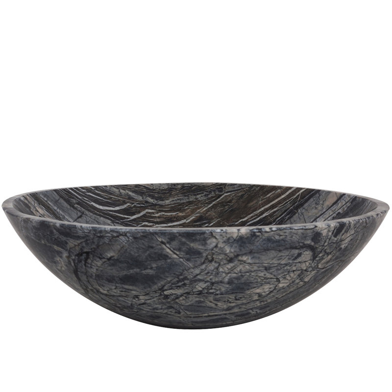 Lavabo de salle de bain vasque circulaire en pierre Lunar, Noir mat