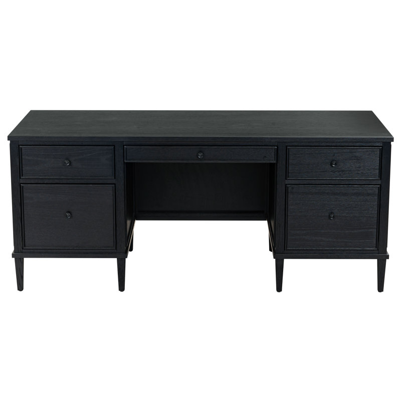 Ariella 5 Drawer Wood Desk, Black