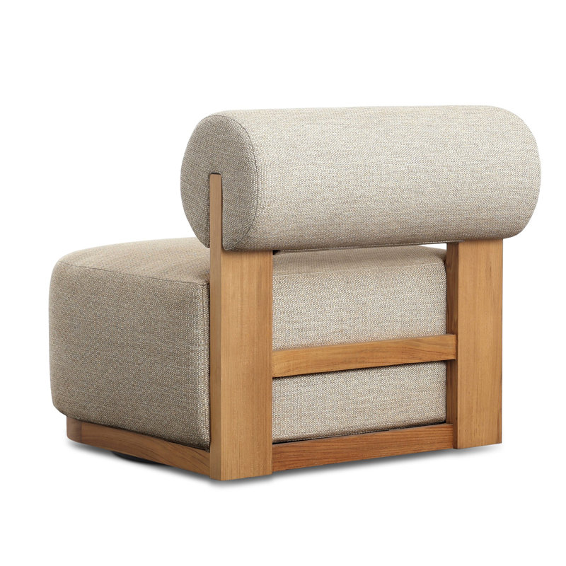 Malta Outdoor Swivel Chair-Faye Sand, Natural Teak, Faye Sand