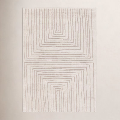 Quillan Ivory Beige Striped Rug