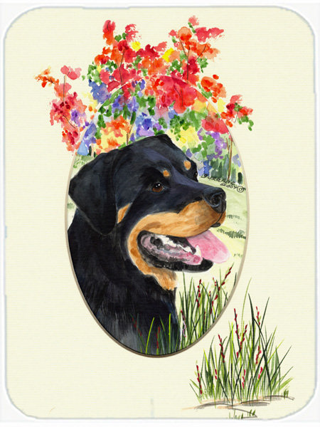 Winston Porter Rottweiler and Flower Glass Cutting Board