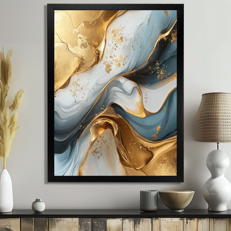 Spruill - Abstract Wall Art Living Room, H 32 po x l 16 po, Noir, noir, noir, noir, Picture Framed