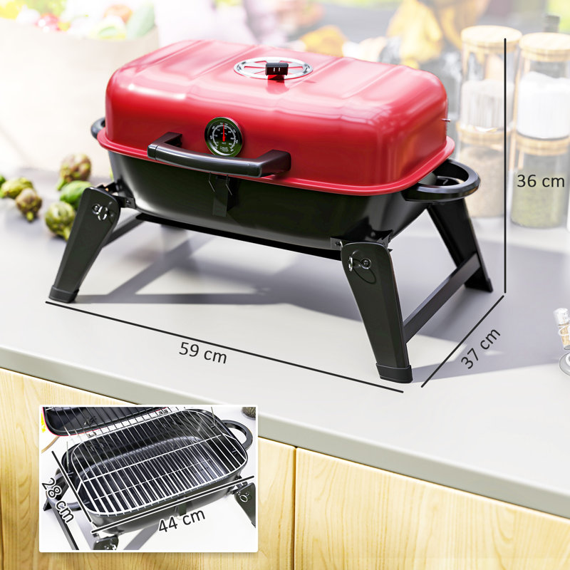 Dakota Fields 59cm W Portable Charcoal Grill, Red