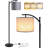 Floor Lamp For Living Room With 3 Color Temperatures LED Bulb, Standing Lamp Tall Industrial Floor Lamp For Bedroom, (9W LED Bulb, Wood Grain Pattern Lampshade Included) -Oil-Rubbed Bronze-2119415417-2119415420