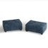 Repose-pieds rembourré rectangulaire en chenille bleu, partie modulaire pour canapé modulaire