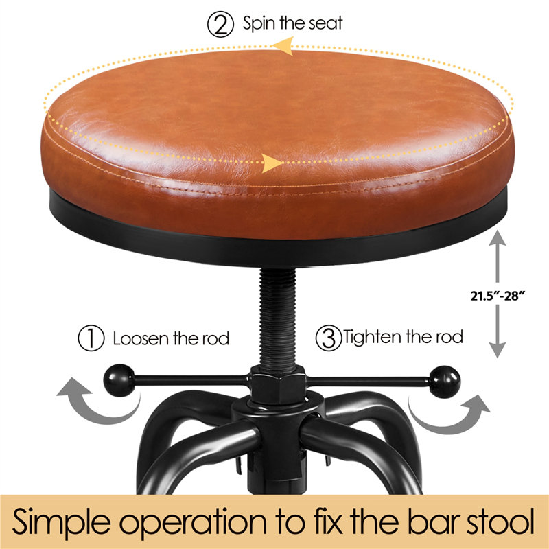 Palmquist Swivel Upholstered Adjustable Height Counter Stool with Metal Frame, Light Brown
