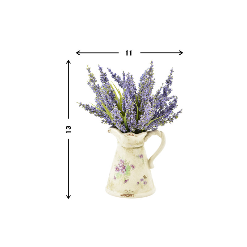 Heather Floral Arrangement in Pitcher, Lavender