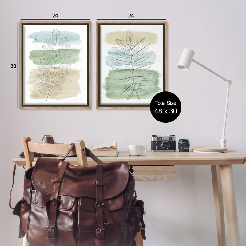 «Neutral Spring Forest Branches», ensemble de 2 toiles flottantes encadrées par Alonzo Saunders, H 31 po x l 25 po