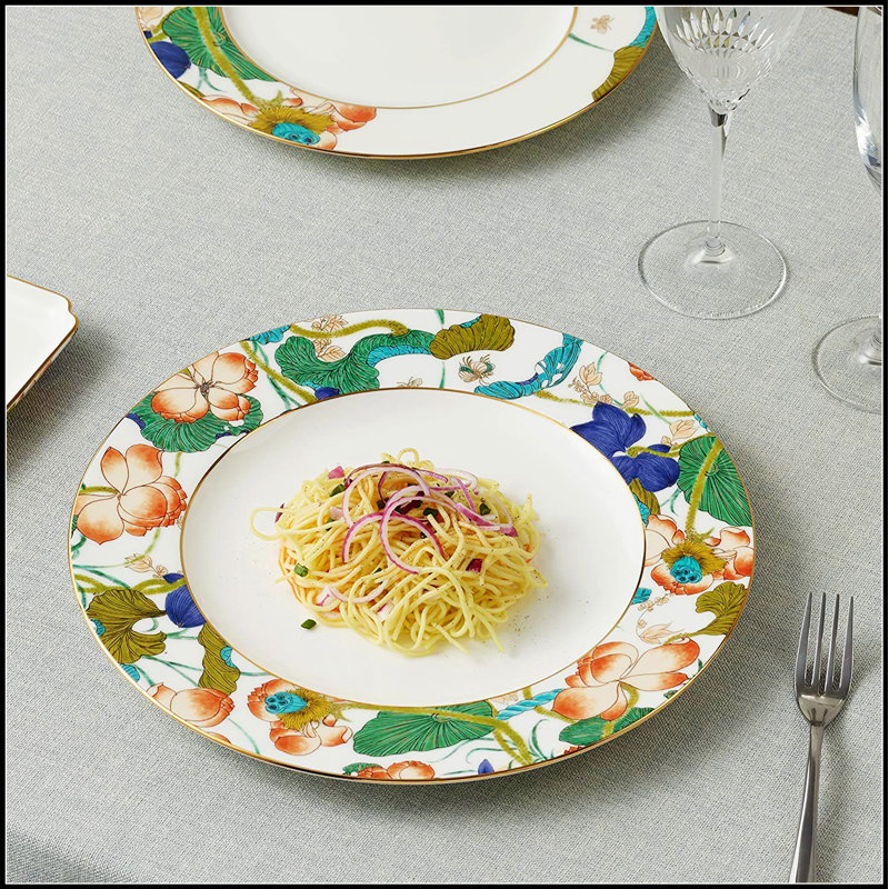 Service de table en porcelaine de qualité supérieure 31 pièces, bols, assiettes, plats, cuillères, boîte pour 6 pièces Auratic Bliss