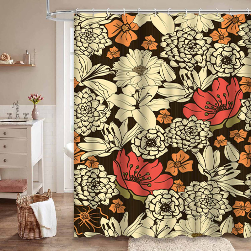 Rideau de douche imperméable rétro à carreaux rouges rétro avec 12 crochets, L 72 po x l 78 po