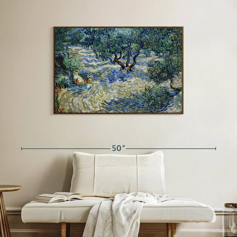 Olive Orchard 1889, Cadre flottant noyer, 40 po x 27 po