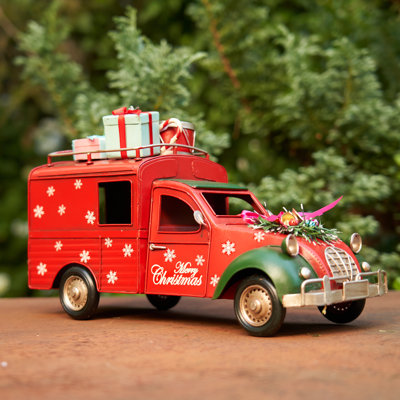 Old Style Decorative Christmas Truck with Snowflakes