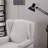 Upholstered Armchair With Solid Wood Side Table-673526748