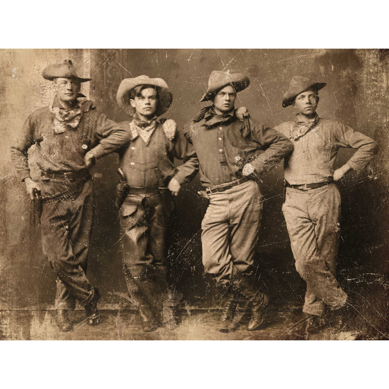 Cowboys rétro - impression sur toile tendue, H 30 po x l 40 po