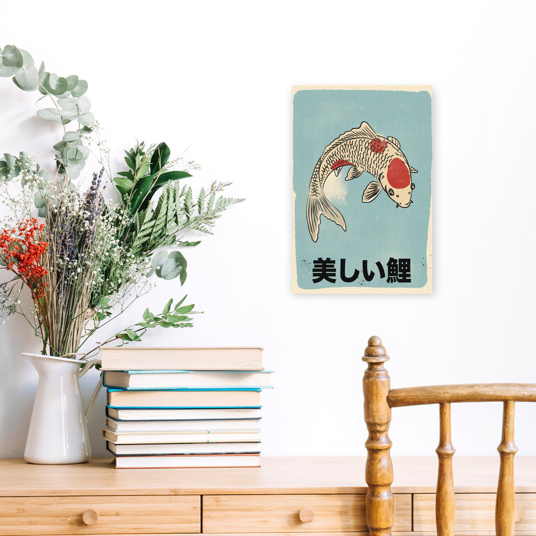 Beautiful Japanese Koi Minimalist Peaceful Serene Fish Nature Wall Art Print