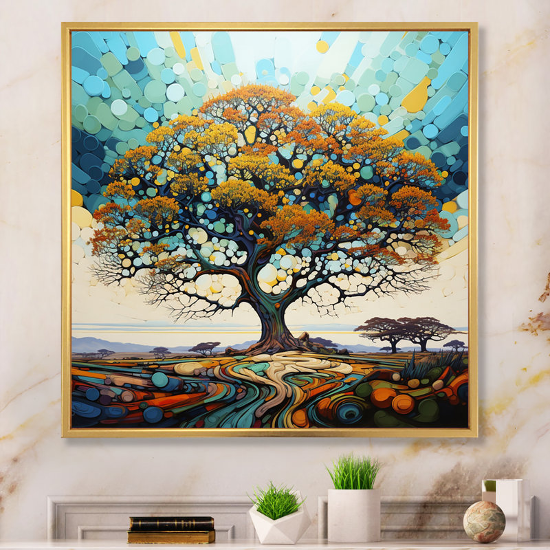 Baobab Tree Dancing III sur toile, H 30 po x l 30 po x P 1 po, Cadre flottant doré
