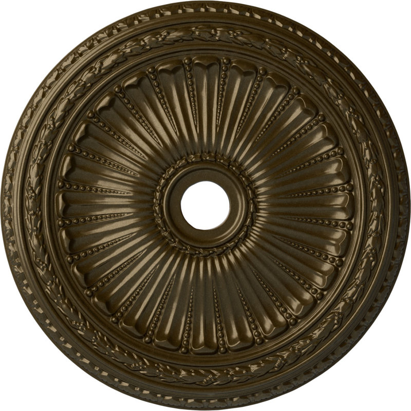 Endurathane Viceroy Ceiling Medallion, 35 1/8"OD x 4 7/8"ID x 2 1/2"P (Fits Canopies up to 4 7/8"), Hand-Painted Brass Finish