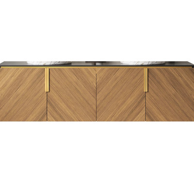 60" Countertop For Bathroom, Oak Brown Grain Diagonal Cabinet, High - Quality Plywood Build, Water , Large Storage Capacity, Soft Close Mechanism, Self Assembly Flat Packed Texture And Cabinet Design