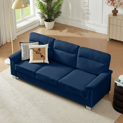 82 Inch Modern Upholstery Sofa, 3-Seater Sofa with Nailhead Trim for Small Living Room