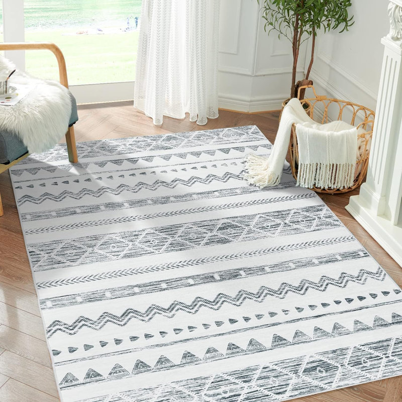 Tapis intérieur lavable Khloye Chenille Mashine, Rectangle 4 pi x 6 pi