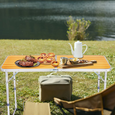 Table pliante multifonctionnelle portable de 120 cm, fini imitation bois, table utilitaire pliable peu encombrante pour les repas à l'intérieur et à l'extérieur, les fêtes et les activités manuelles