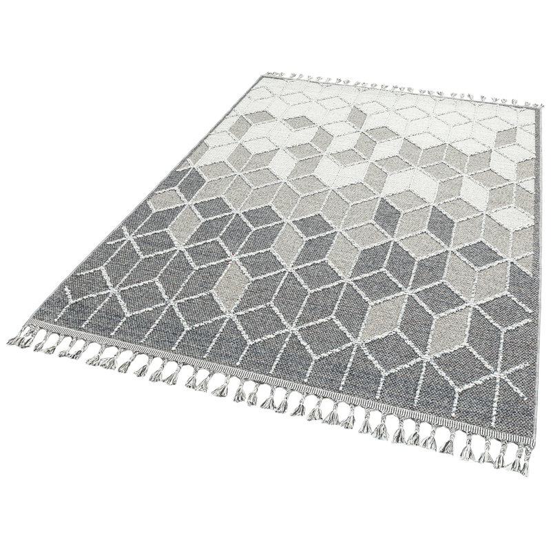 Stylish Grey Area Rug, 5.2 x 7.5 Feet | 45% Polypropylene / 55% Polyester, 2000 g/m², 0.4 in Pile Height | Machine Woven, Flat Weave | Easy Clean, Vacuum Friendly | Perfect for Living Room & Bedroom Décor