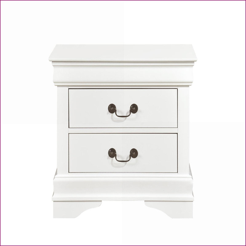 Table de chevet 2 tiroirs Traditional, Blanc